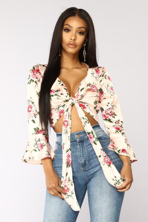 Delicate Flower Crop Top - Pink/floral