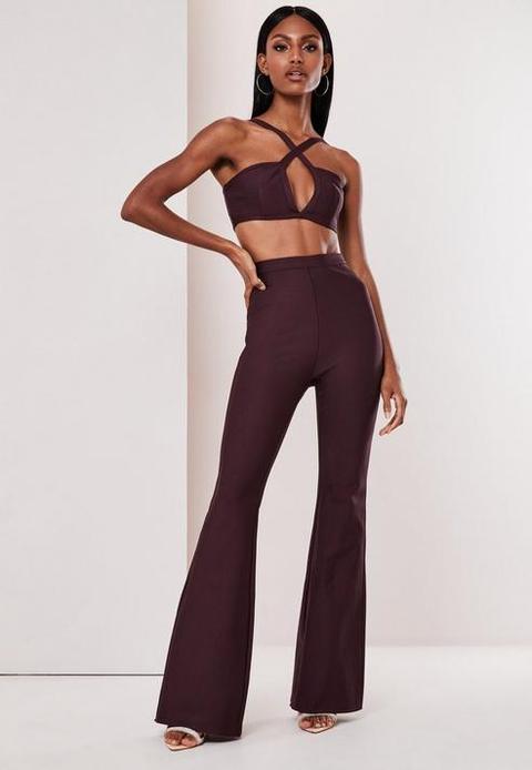 Purple Co Ord Bandage Wide Leg Trousers 