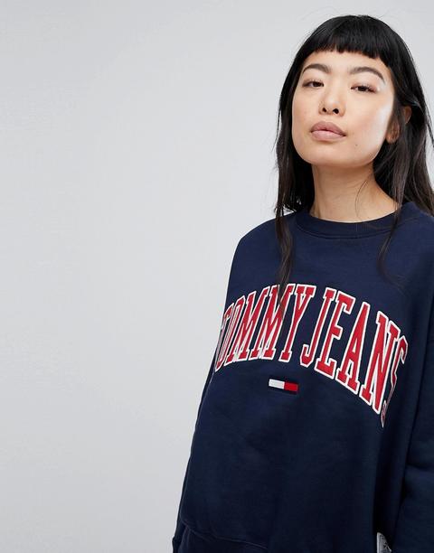 Tommy Jeans - Felpa Stile College - Navy