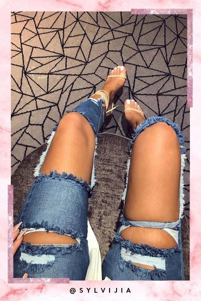 Blakely Denim Mid Rise Ripped Jeans