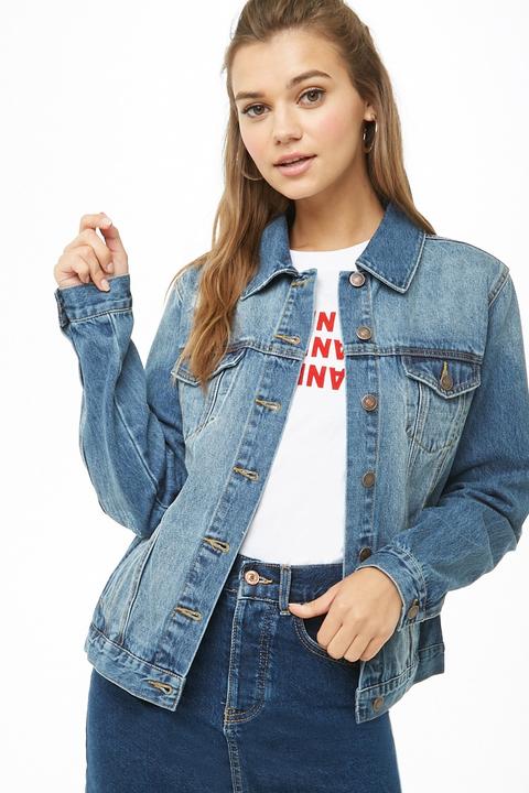women's destroyed denim jacket