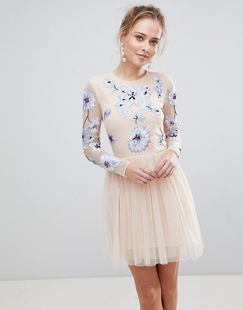 Minivestido De Tul Con Bordado Pastel De Asos