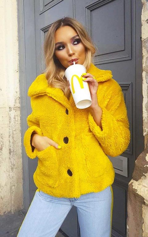 mustard teddy bear jacket