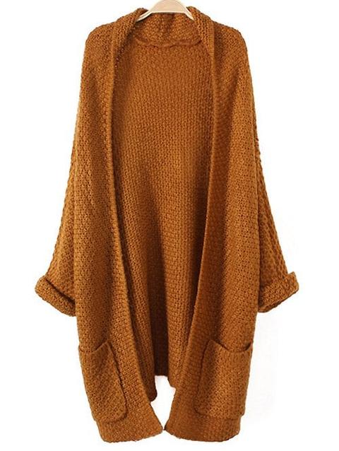 Pockets Knitted Long Cardigan