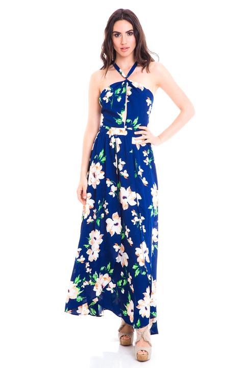 Vestido Floral Halter Cruzado