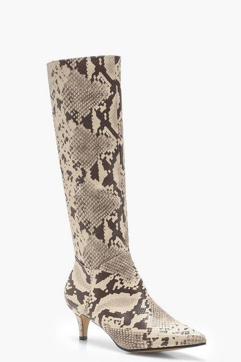 snake kitten heel boots