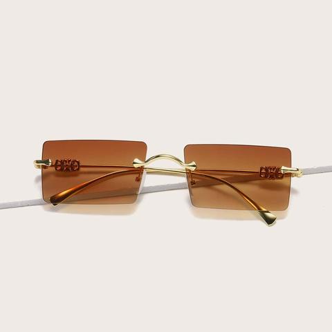 Rectangle Lens Rimless Sunglasses