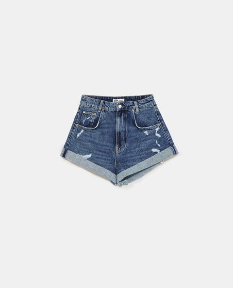 Jeans-bermudashorts Mit Hohem Bund