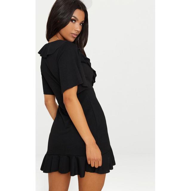 black frill wrap dress