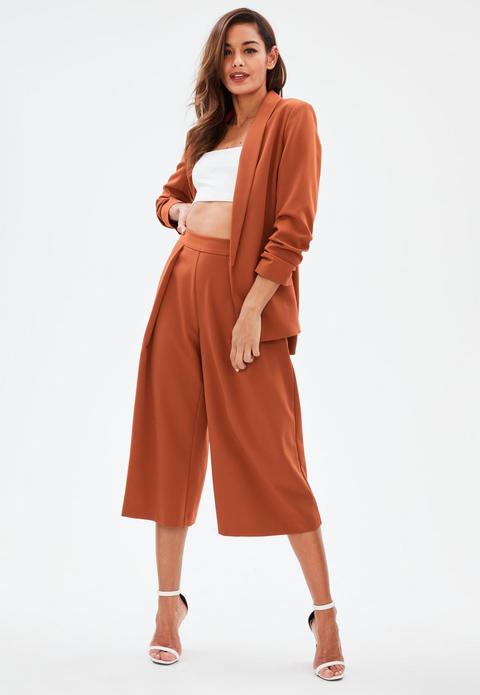 Premium Orange Pleat Front Culottes, Rust