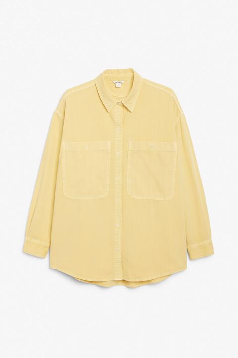 Oversized Cotton Shirt - Yellow