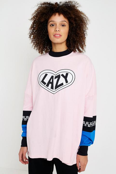 Lazy Oaf Pink Panel Long-sleeve T-shirt - Womens M/l