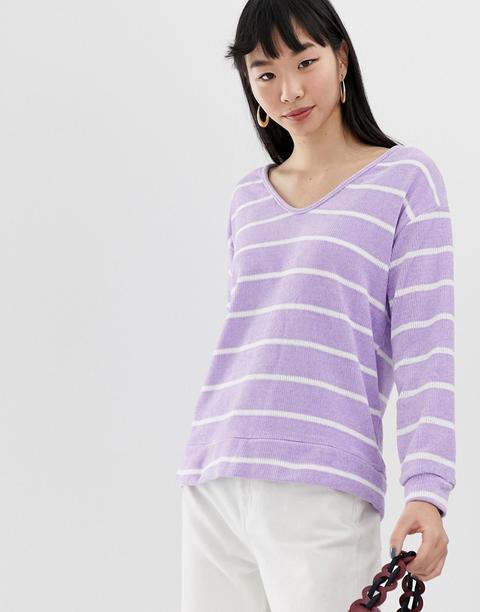 Jersey A Rayas Con Cuello En V De B.young-violeta