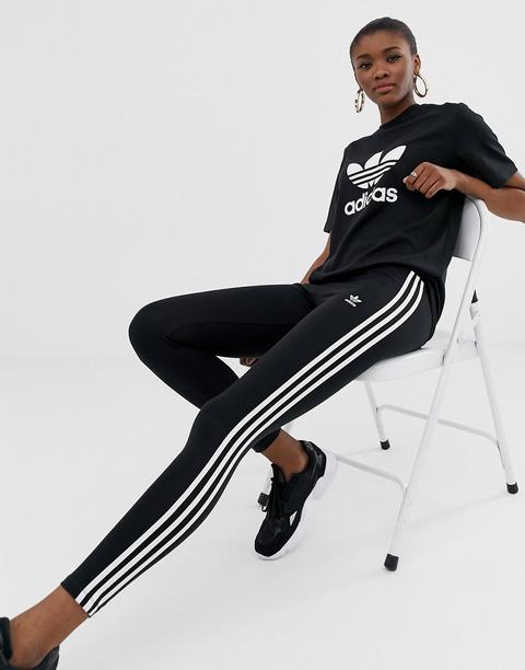 Adidas Originals Adicolor Three Stripe Leggings In Black