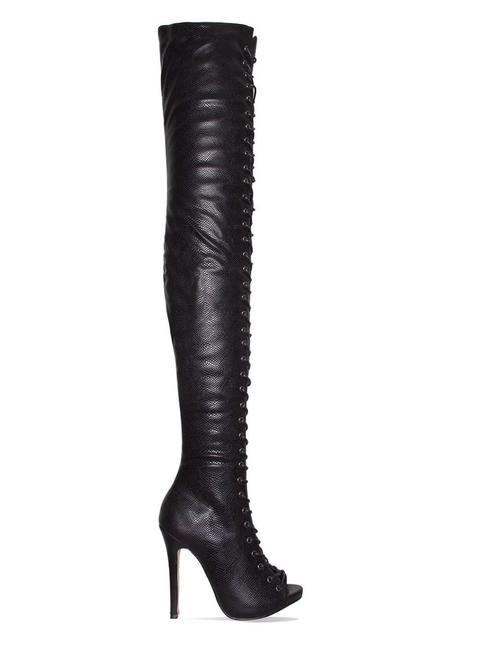 lace up stiletto thigh high boots