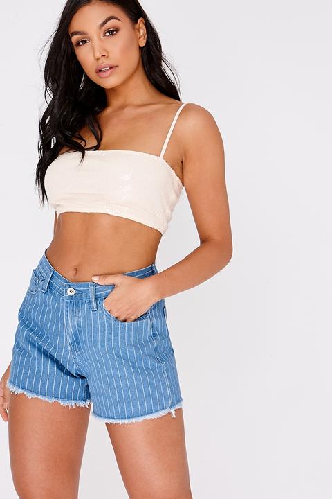 Blue Shorts - Sarah Ashcroft Blue Pinstripe Denim Shorts