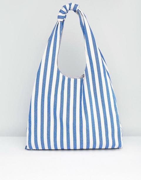 Bolso Shopper De Tejido Flexible A Rayas De Asos
