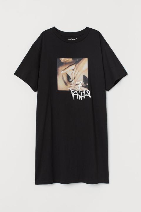 Robe T-shirt Avec Motif - Noir