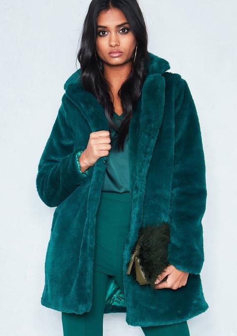 emerald faux fur coat