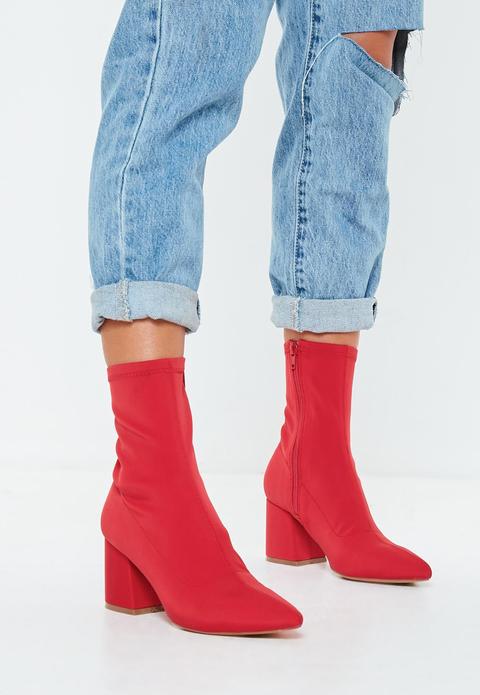 Red Heel Sock Boots from Missguided on 21