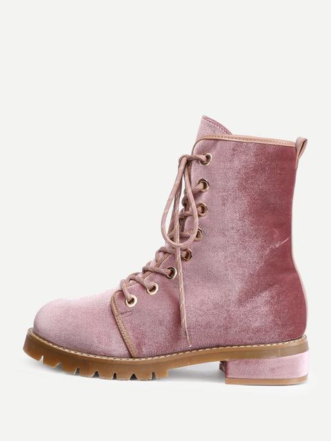 Botas De Terciopelo Con Cordón
