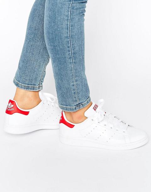 Adidas Originals - Stan Smith - Scarpe Da Ginnastica Bianche E Rosse - Bianco