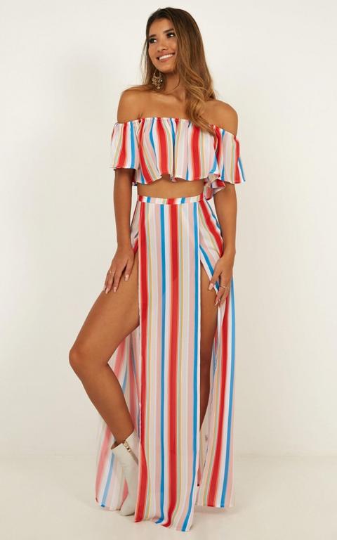 rainbow striped two piece set