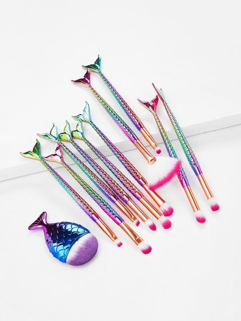 Ombre Mermaid Handle Brush Set 11pcs