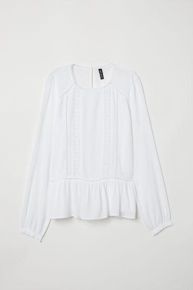 H & M - Blouse Avec Dentelle - Blanc