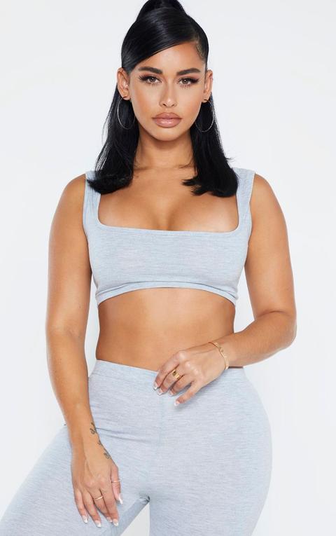 Shape Grey Jersey Strappy Crop Top