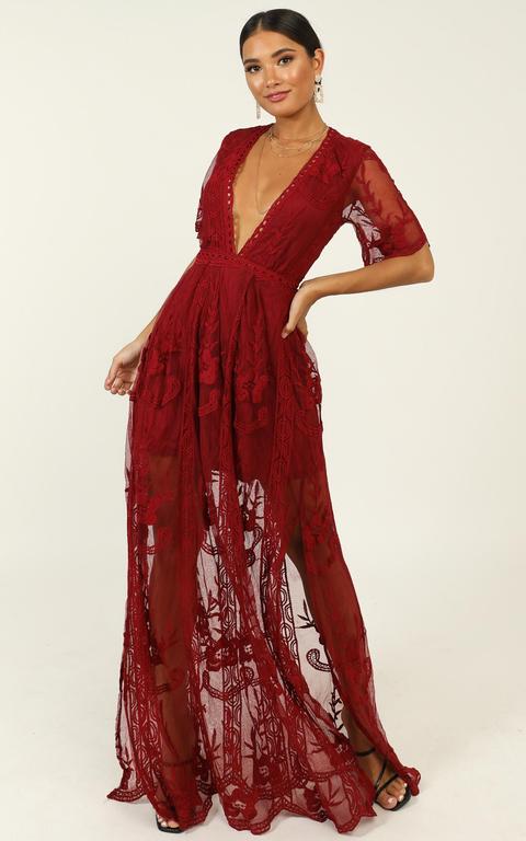 wine lace dress