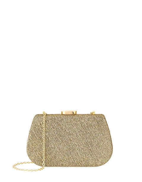 gold hard case clutch bag