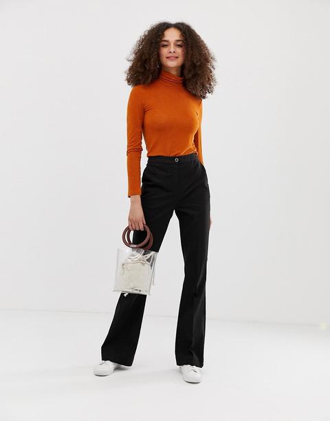 Asos Design Casual Slim Flare Trouser In Black