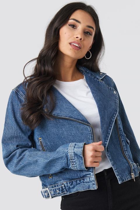 Na-kd Denim Biker Jacket - Blue