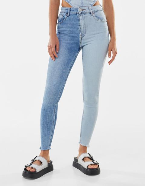 Contrast High Waist Skinny Jeans