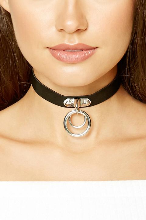 Faux Leather Ring Choker