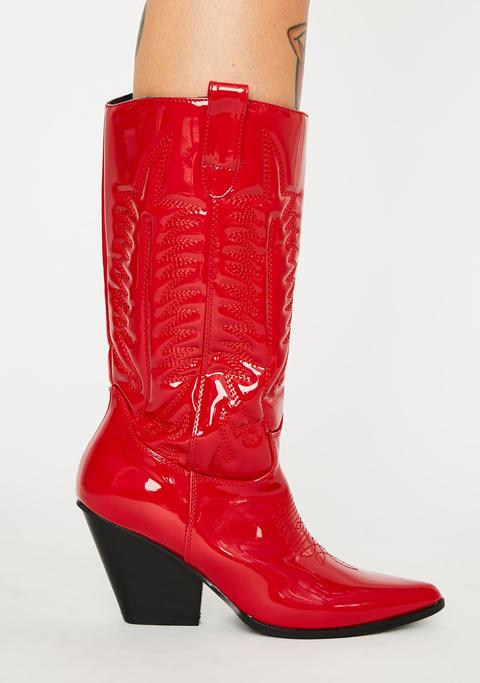 Red patent leather cheap cowboy boots