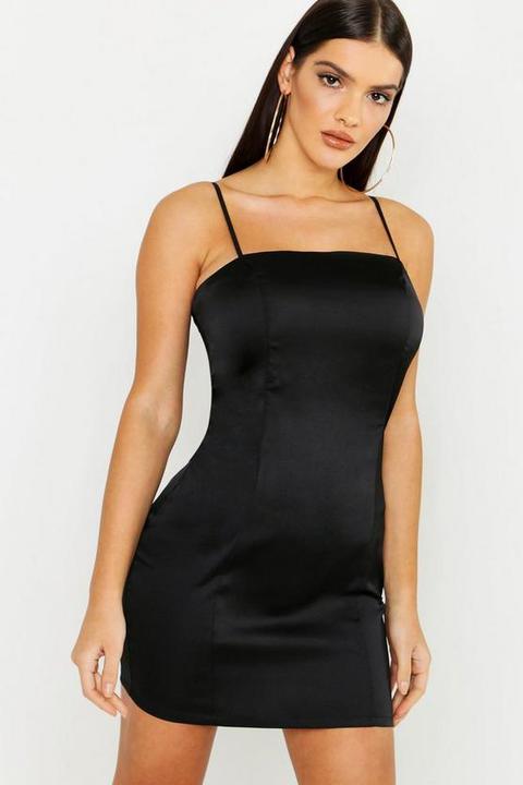 Satin Square Neck Bodycon Dress