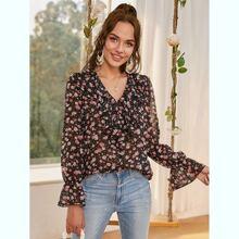 Blusas Volante Floral Bohemio