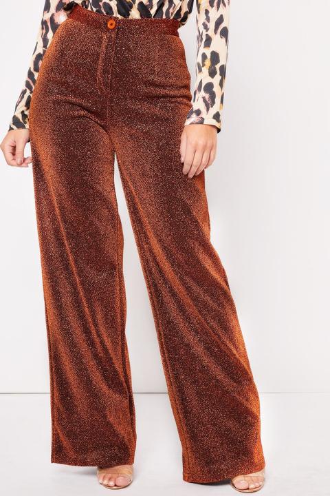 Kendall Rust Wide Leg Glitter Trousers