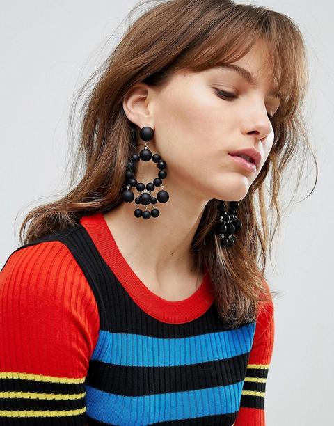 Asos Matte Bead Drop Earrings - Black