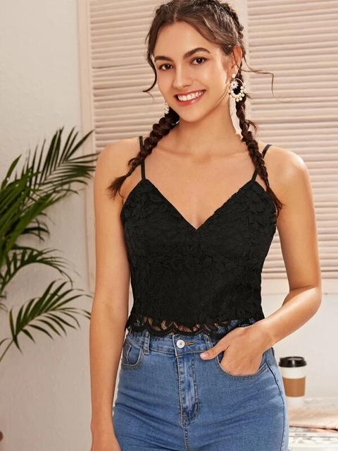 Floral Lace Cropped Cami Top