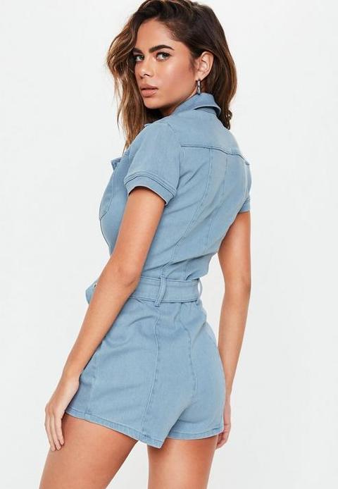 Missguided blue hot sale playsuit