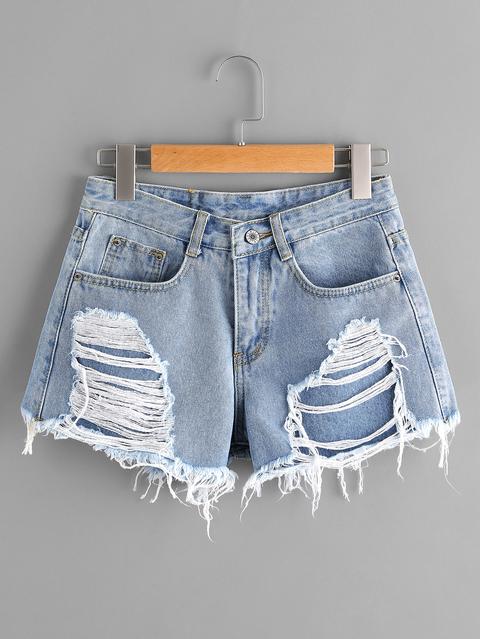 Shorts Con Rotura En Denim