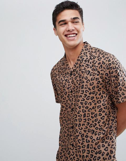 Camisa Con Estampado De Leopardo Y Cuello De Solapas De Only & Sons