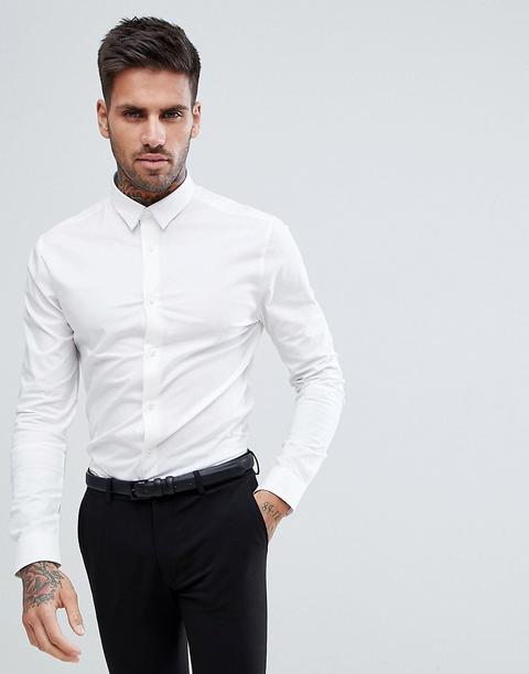 New Look - Camicia Attillata In Popeline Bianco - Bianco
