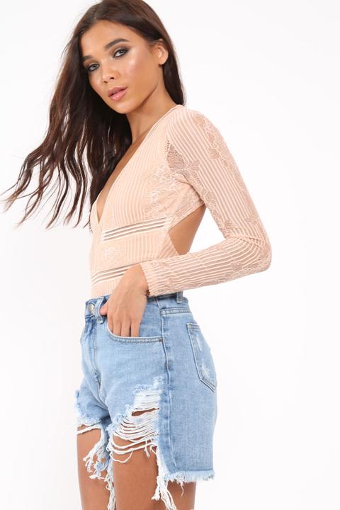 blue denim extreme rip front shorts