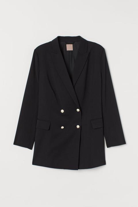 H & M+ Double-breasted Jacket - Black