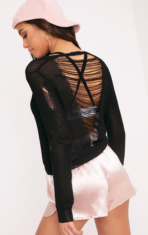 Dian Black Back Ladder Distress Jumper