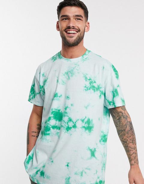 Camiseta Extragrande Con Teñido Anudado De Threadbare-verde